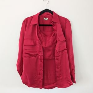 NWT Jason Wu Red Satin Blouse with Bustier Top 2pc Set XS